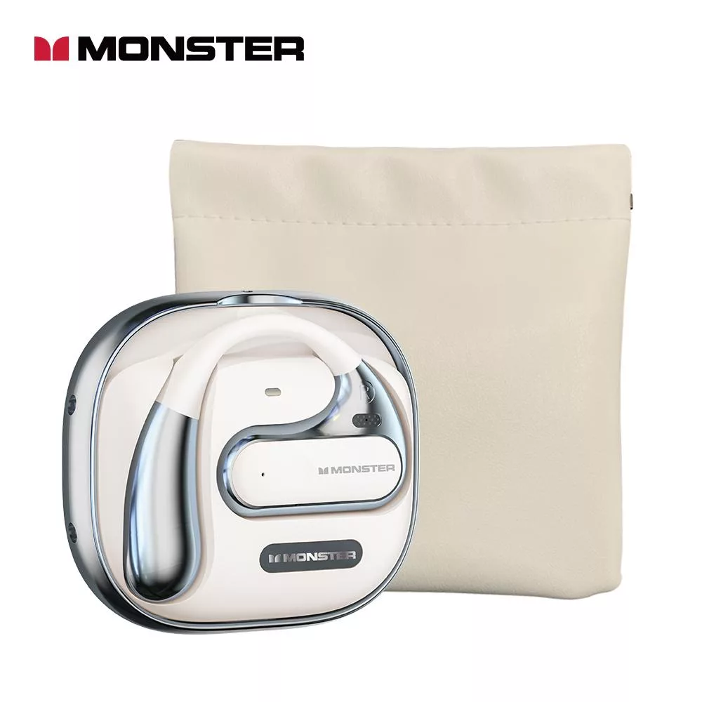 【MONSTER】Open Ear 掛耳式骨傳導藍牙耳機 AC320 皓月銀(送白色彈片收納袋)