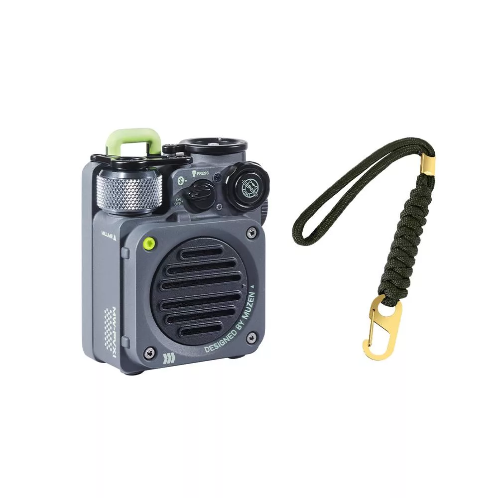 【MUZEN】Wild Mini 戶外越野防水藍牙喇叭+專用掛繩組合 -冷灰色