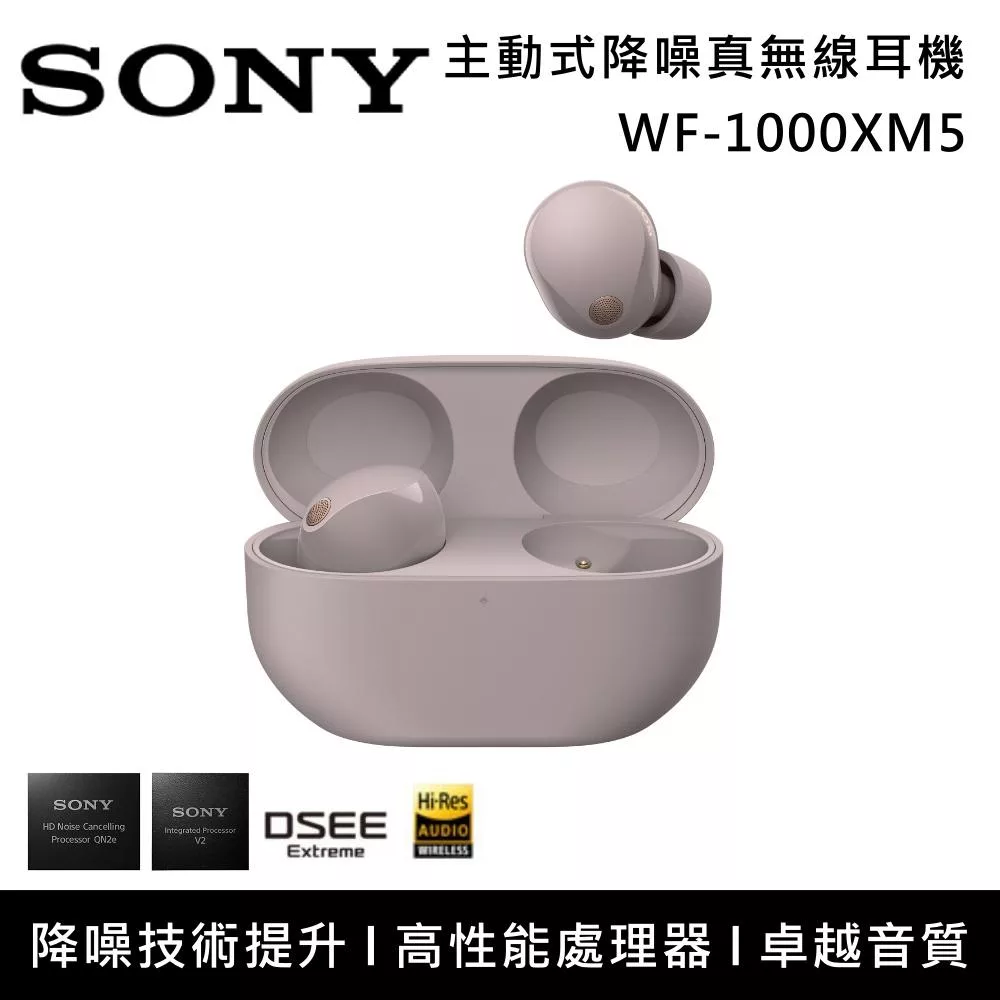 《優惠倒數》SONY 索尼 WF-1000XM5 主動式降噪 真無線入耳式耳機 玫瑰灰 台灣公司貨 玫瑰灰 玫瑰灰