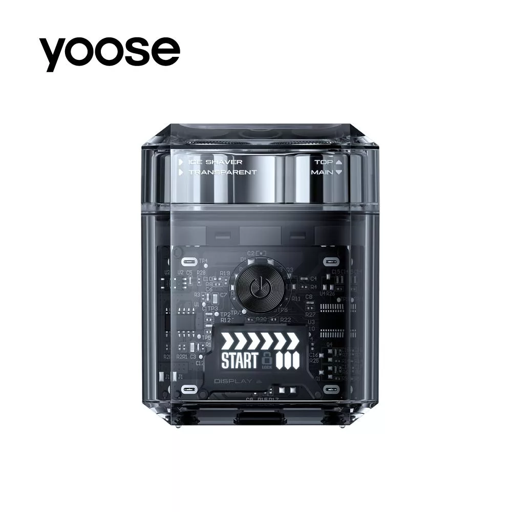 【 yoose 有色】ICE 全透明隨身電動刮鬍刀「王一博同款」- 透明灰 黑色