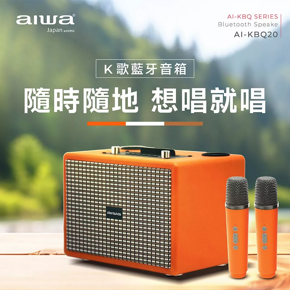 AIWA 愛華 經典美型K歌藍牙音箱(雙麥克風) AI-KBQ20 白色