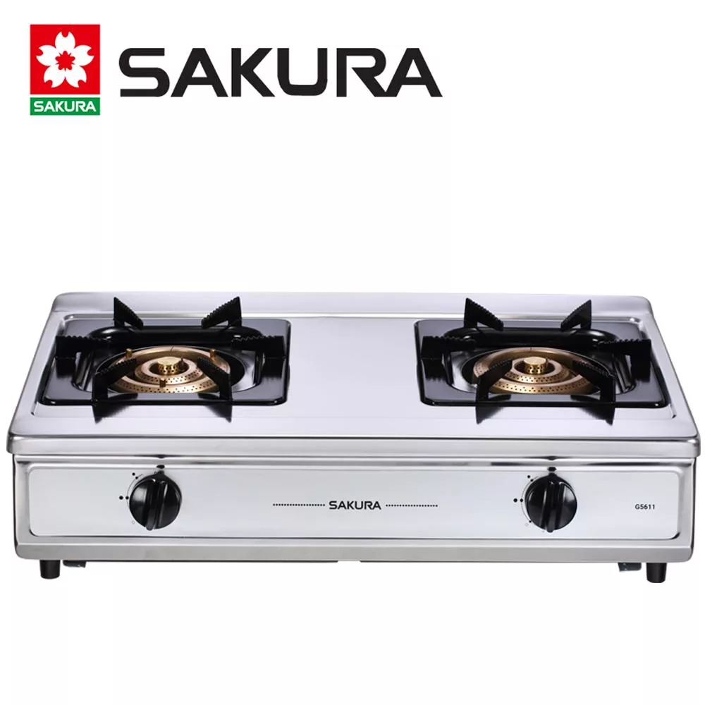 【SAKURA 櫻花】二口三環銅爐頭安全爐(台爐)G5611/G-5611S(天然瓦斯/NG1) 送安裝