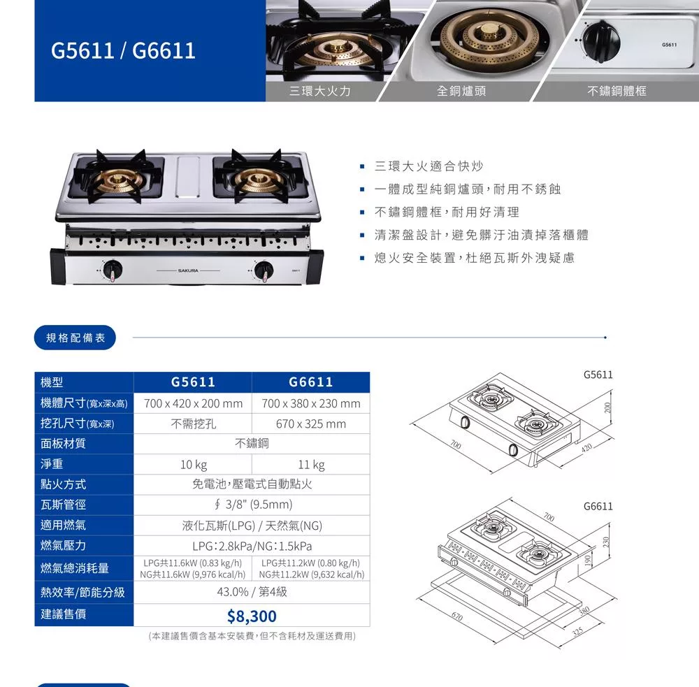 SAKURA櫻花牌 G-6611 - 詳情6