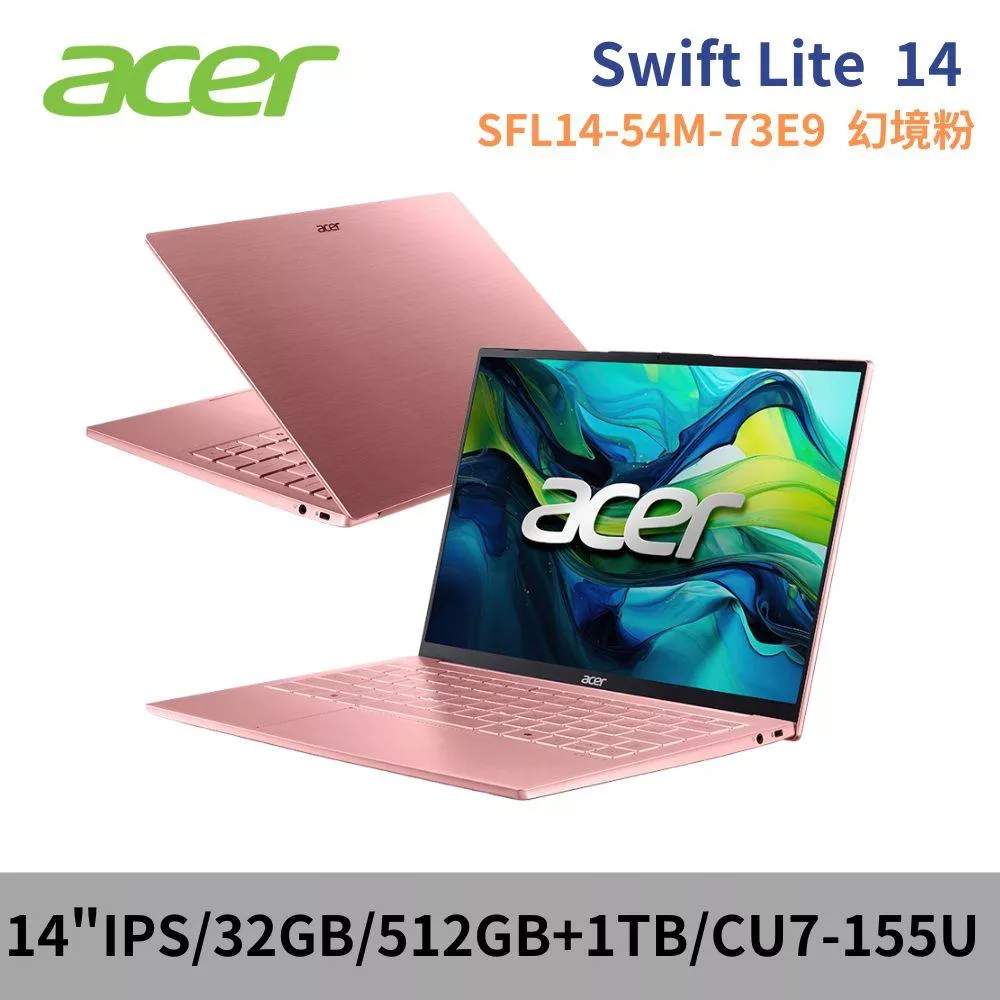 ★硬碟升級★ ACER 宏碁 Swift Lite 14 SFL14-54M-73E9 14吋 筆電 特仕版 (CU7-155U/32G/512G+1TB/W11)