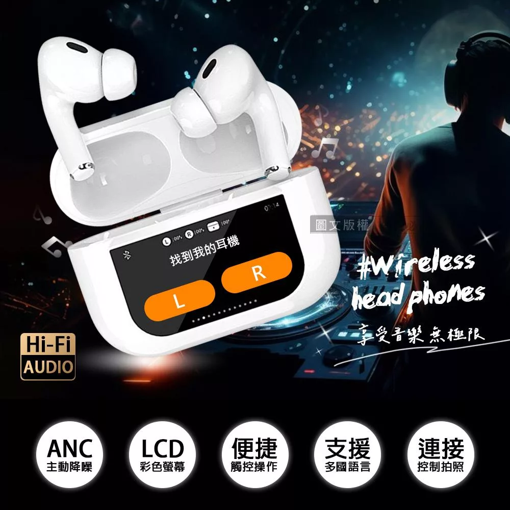 ASPOR 智能彩色觸控螢幕無線藍牙耳機 ANC主動降噪/HiFi高音質