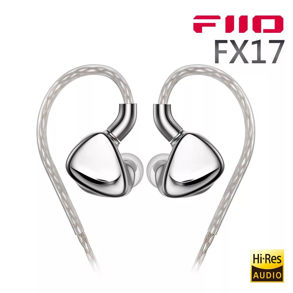 FiiO FX17 是頂級入耳式圈鐵耳機，採用10mm鋰鎂合金動圈、樓氏定製4動鐵及8聲揚靜電單體，頻響8Hz~40kHz、阻抗16Ω、靈敏度104dB，提供極致高解析音質。輕量12.2g單隻設計，入耳繞耳式配戴舒適，配備8股金銀銅編織線及MMCX膨脹式插頭，可換3.5mm/4.4mm直插旋鎖插頭，適合音樂愛好者及專業監聽，一年保固中國製造。