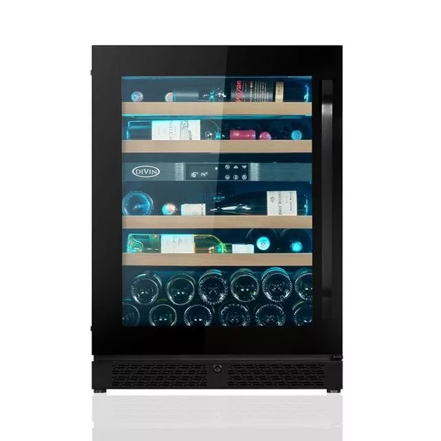 限期送紅酒保冷袋  DIVIN 小型曜黑無邊框玻璃門雙溫葡萄酒櫃 DV-617DK 黑色 黑