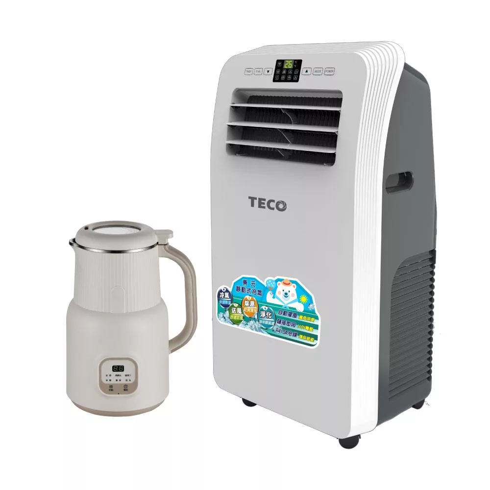【TECO東元】10000BTU多功能清淨除濕移動式空調/冷氣機(XYFMP2801FC加贈多功能蔬果輔食調理豆漿機)