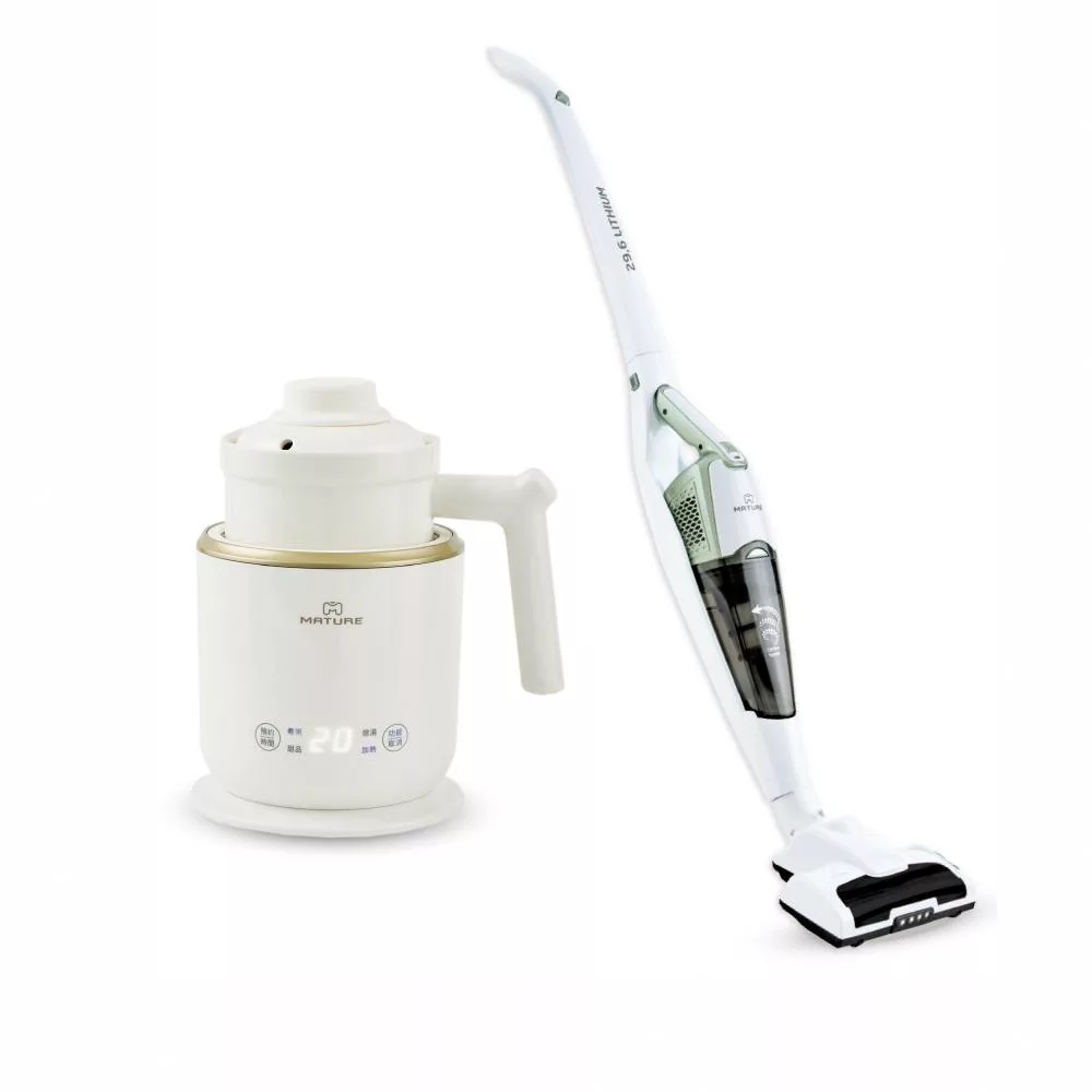 MATURE美萃 雙11強檔 直立式無線吸塵器29.6V全配組 + 剛剛好陶瓷電煮鍋 CY-1626