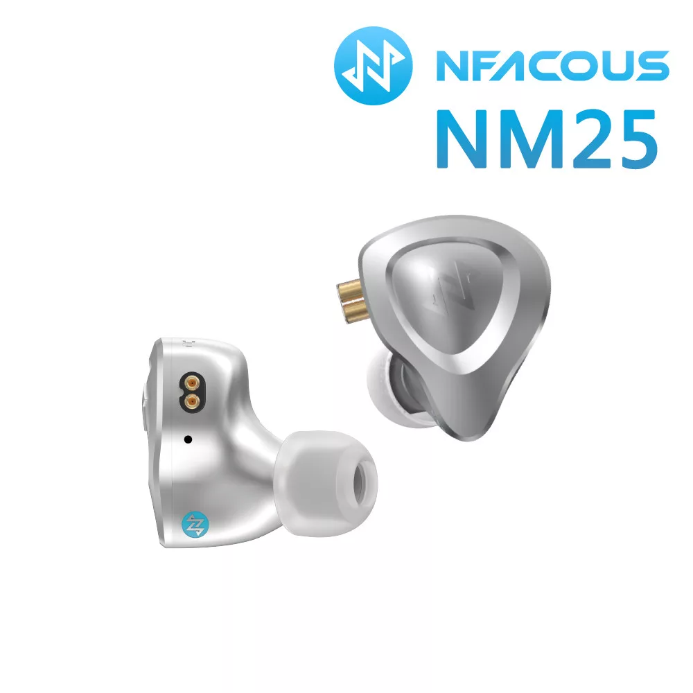 NF Audio NM25 是 NM2+ 的升級版，採用人體工學配戴設計，提升佩戴舒適度與穩定性。搭載 NFACOUS 技術，具備 0.7mm 2Pin 可換線設計，適用多種場景與耳機線材。內建雜波陷阱2.0專利技術，有效降低背景雜訊，提供更清晰的聲音表現。附贈彈道尼龍硬質耳機收納盒，保護耳機不受損。適合專業音樂人、混音師及 audiophile 使用。
