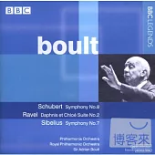 Schubert: Symphony No.8; Sibelius: Symphony No.7; Ravel: Daphnis et Chloe Suite No.2 / Boult