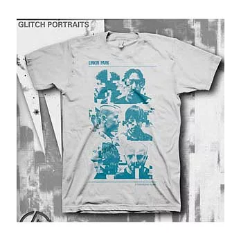 Linkin Park / Glitch Portrait Adult Silver T-Shirt (L)