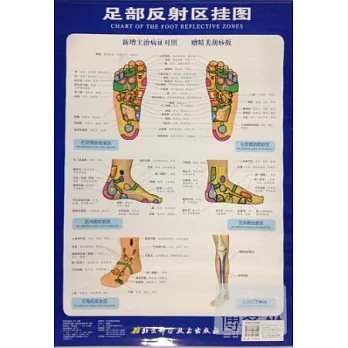 足部發射區掛圖：新增主治病症對照（附.刮痧板）