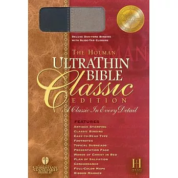 The Holman Ultrathin Bible Classic Edition: Holman Christian Standard,Slide Tab, Blue-gray, Bonded Leather