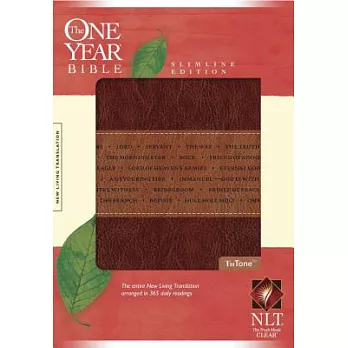 The One Year Bible: New Living Translation, Brown/Tan, TuTone, LeatherLike, Slimline Edition, Arranged in 365 Daily Readings