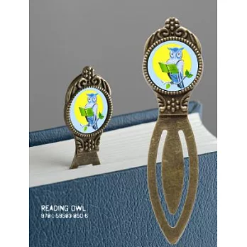 Book Lover’s Bookmark- Reading Owl: 4 Pack of Brass Bookmarks With Resin Image