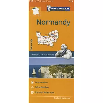 Michelin Regional Maps: France: Normandy Map 513