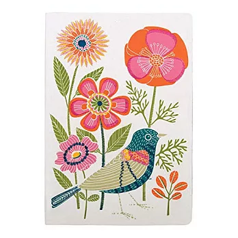 Avian Friends Embroidered Handmade Journal