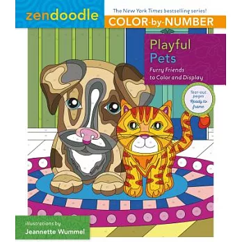 Zendoodle Color-By-Number: Playful Pets: Furry Friends to Color and Display