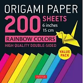 Origami Paper 200 Sheets Rainbow Colors 6 inches: Double-Sided