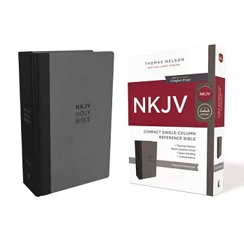 NKJV, Compact Single-Column Reference Bible, Hardcover, Gray, Red Letter Edition, Comfort Print