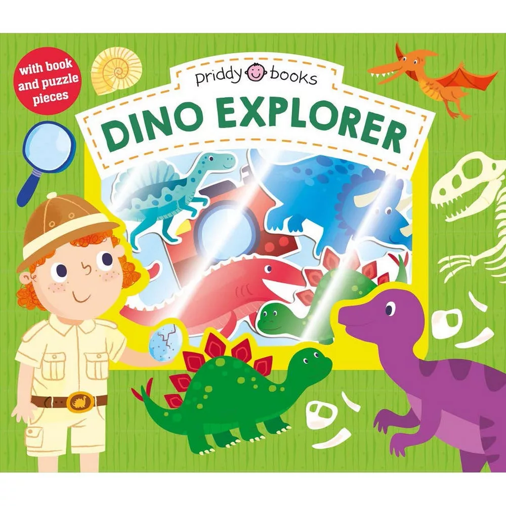 硬頁拼圖遊戲書：恐龍探險家（24*28公分大尺寸。學齡前）Let’s Pretend: Dino Explorer