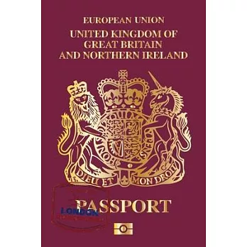 European Union United Kingdom of Great Britain and Northern Ireland Passport Travel Dairy Dot Grid Style: 6x9 inch (similar A5 format) notebook daily