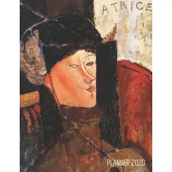 Amedeo Modigliani Weekly Planner 2020: Beatrice Painting Large Artistic Year Scheduler: January - December Beautiful Red & White Cubism Art Masterpiec