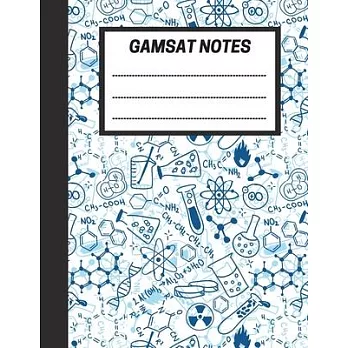 GAMSAT Notes: Lined notebook for GAMSAT preparation - Organic Chemistry cover, 100 pages - Large (8.5 x 11 inches)