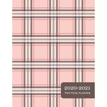 2020-2021 Two Year Planner: Jan-Dec 2020 2021 Calendar Pink Checkered Pattern Weekly and Monthly 8.5 x 11 Undated Diary for Women