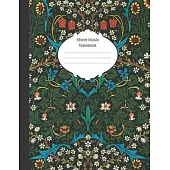 Sheet Music Notebook: blank music manuscript paper with12 plain staffs / staves and cover featuring antique textile art