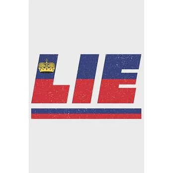 Lie: Liechtenstein notebook with lined 120 pages in white. College ruled memo book with the liechtenstein flag