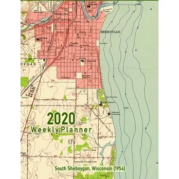 2020 Weekly Planner: South Sheboygan, Wisconsin (1954): Vintage Topo Map Cover