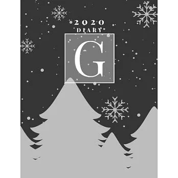 Personalised 2020 Diary Week To View Planner: A4 Silver Letter G Snow Falling On Christmas Trees) Organiser And Planner For The Year Ahead, School, Bu