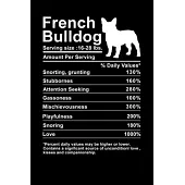 French Bulldog Notebook And Journal Food Nutritionl Fact Perfect for Journal, Doodling, Sketching and Notes Book With Blank Numbered Pages, 126 Pages