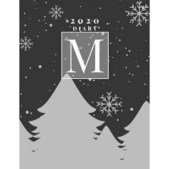 Personalised 2020 Diary Week To View Planner: A4 Silver Letter M Snow Falling On Christmas Trees) Organiser And Planner For The Year Ahead, School, Bu
