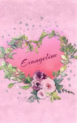 Evangeline: Personalized Small Journal - Gift Idea for Women & Girls (Pink Floral Heart Wreath)
