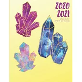 Daily Planner 2020-2021 Watercolor Crystals 15 Months Gratitude Hourly Appointment Calendar: Academic Hourly Organizer In 15 Minutes Interval; Monthly