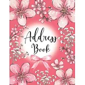 Address Book: Large Print Phone Book & Addresses Book with Tabs, Floral Design