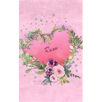 Rosa: Personalized Small Journal Gift Idea for Women & Girls (Pink Floral Heart Wreath)