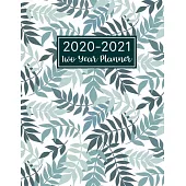 2020-2021 Two Year Planner: Floral Leaf Cover - 2 Year Monthly Calendar 2020-2021 Monthly - 24 Months Agenda Planner with Holiday - Therapy Appoin