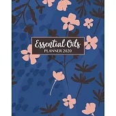 Essential Oil 2020 Weekly Planner 8x10: Planner, Calendar, Inventory, Recipes, Blue Modern Floral