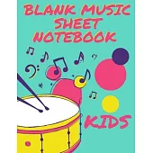 blank music sheet notebook kids: gift for kids to learn/101 Pages of Wide Staff Paper (8.5x11), perfect for learning /Piano Large, Empty Staff, Manusc
