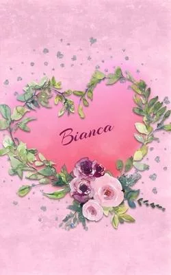 Bianca: Personalized Small Journal - Gift Idea for Women & Girls (Pink Floral Heart Wreath)