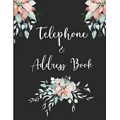 Telephone & Address Book: Large Print Phone Book & Addresses Book with Tabs, Floral Design