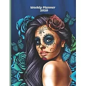 Weekly Planner 2020: Blue Calavera Gifts For Men & Women Sugar Skull Weekly Planner Appointment Book Diary Organizer Day Of The Dead To Do
