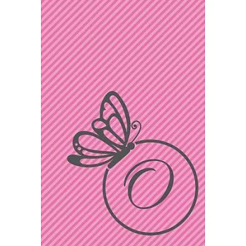 O: Initial O Monogram Notebook Journal Gift Circular Butterfly design