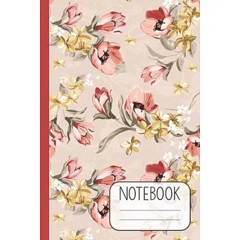 Notebook with Blossom Design on Salmon Pink Background: Pretty Lined Notebook (Journal / Diary) for Women
