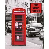 2020 Weekly Planner: London phone booth; January 1, 2020 - December 31, 2020; 8