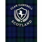 Clan Campbell Scotland: Tartan Blue Plaid Notebook 100 Pages 8.5x11 Scottish Family Heritage Scotland Gifts Scottish Highland Clan